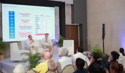 El gerente general de la compañía Roberto Solano Navarra, durante la rendición de cuentas Cajacopi 2022.