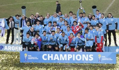 La celebración del conjunto uruguayo.