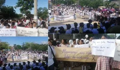 Marcha de colegios pidiendo el cese de la violencia en Malambo