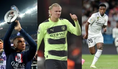 Kylian Mbappé, Erling Haaland y Vinicius Junior. 