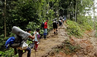 Migrantes en el Darién.