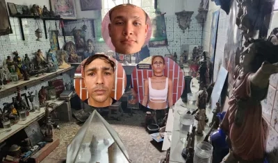 'Shakur', 'Melenita' yt 'Web cam',  y al fondo un altar.