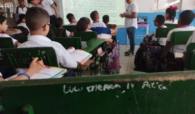 Pupitre que ocupaba David.
