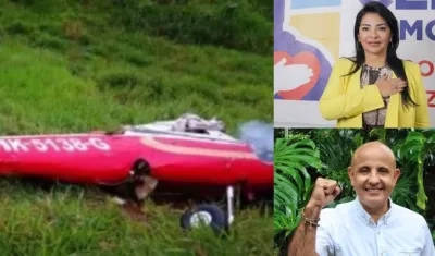 Imagen del accidente y de Nohora Stella Tovar Rey y Felipe Carreño.