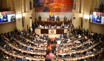 El Presidente Gustavo Petro durante su intervención ante el Congreso.