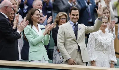 Roger Federer con la princesa de Gales y su esposa Mirka Vavrinek.