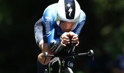 Miguel Ángel López en plena acción en la contrarreloj individual. 