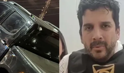 La camioneta con los disparos y el alcalde Francisco Tamaríz.