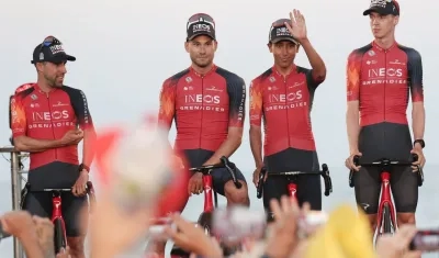 Egan Bernal durante la presentación del Ineos Grenadiers.