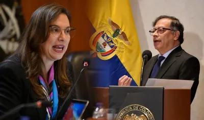 La magistrada Natalia Ángel Cobo en la audiencia con el Presidente Gustavo Petro..