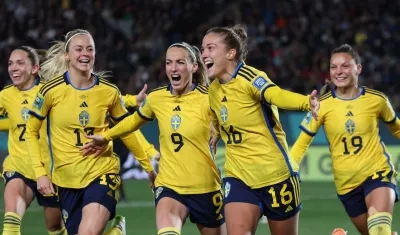La celebración de las jugadoras de Suecia.