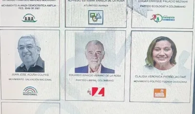 El tarjetón a la Gobernación del Atlántico.