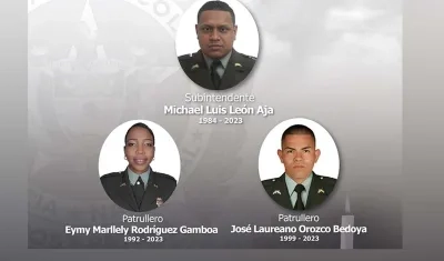 Fotos de los tres uniformados asesinados.