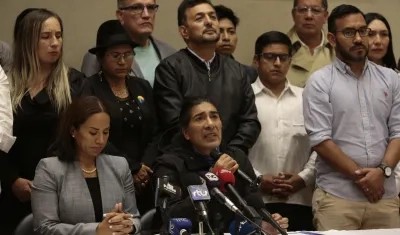 El candidato a la Presidencia de Ecuador Yaku Pérez en rueda de prensa