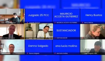 El expresidente Juan Manuel Santos en su declaración en la audiencia contra Luis Fernando Andrade por el caso Odebrecht.