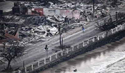 Vista aérea de una de las zonas totalmente afectadas en Hawái