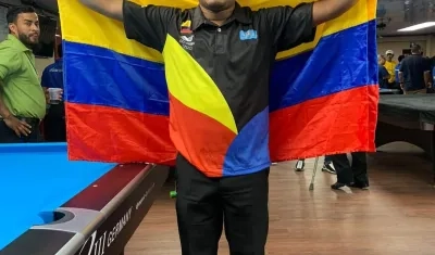 Lainiker Quiñónez, billarista que representa al Atlántico. 