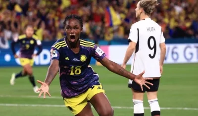 Linda Caicedo celebrando el gol que le hizo a Alemania.
