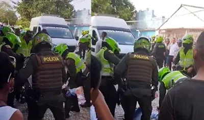 Policías minutos después del ataque a bala en un sepelio en el Cementerio Calancala