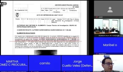 Aspecto de la audiencia virtual contra los policías este viernes. 