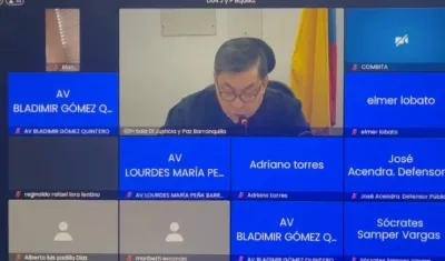Aspecto de la audiencia ante el Tribunal Superior de Barranquilla Sala de Justicia y Paz. 