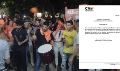 La concentración de simpatizantes de Fuerza Ciudadana. En la siguiente imagen el certificado del CNE