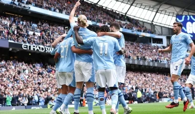 Erling Haaland celebra su gol ante el Nottingham Forest.