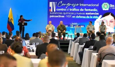 Presidente Gustavo Petro en el Congreso Internacional contra el tráfico de Fentanilo.  