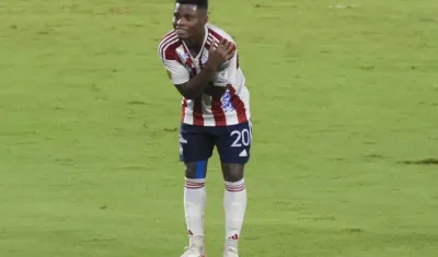Déiber Caicedo, la gran figura del clásico que Junior le ganó 7-1 al Unión Magdalena. 