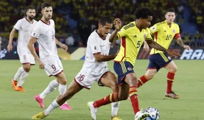 Wílmar Barrios durante el partido contra Venezuela, en el que entró en los minutos finales. 