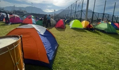 Carpas en el parque Tercer Milenio en Bogotá, donde se están concentrando los índígenas.  