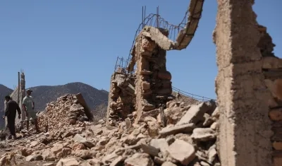 Edificios destruidos en la aldea de Tafeghaghte, Marruecos.