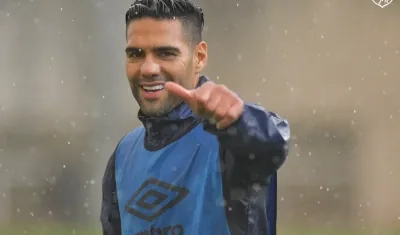 Radamel Falcao en un entrenamiento del Rayo Vallecano.