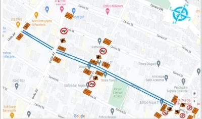 Tramo a intervenir en la carrera 57 entre calles 79 y 84.