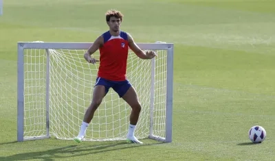 Joao Félix en uno de sus últimos entrenamientos con el Atlético de Madrid.
