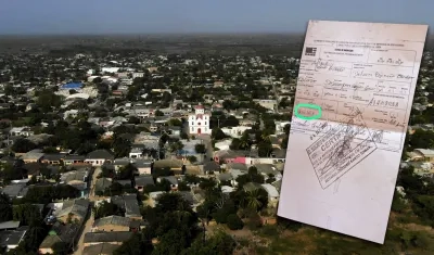 Acta de inhumación de Edgardo Escorcia y una vista aérea de Palmar de Varela
