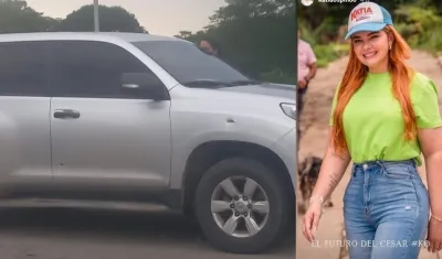 La camioneta de la candidata Katia Ospino tras ser impactada a bala. 