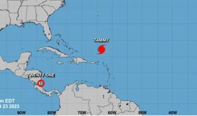Depresión tropical 21 en costas de Nicaragua. 
