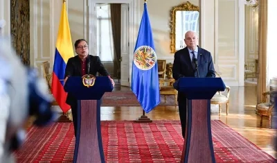 Presidente Gustavo Petro y Ricardo C. Pérez Manrique​, presidente de la Corte IDH.