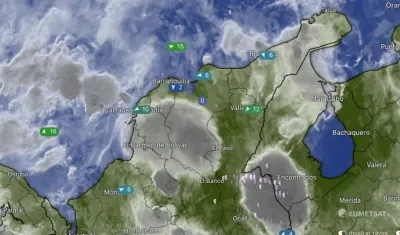 Imagen satelital del clima en la Región Caribe este viernes. 