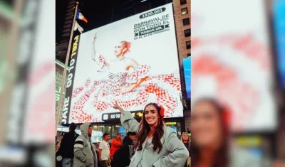 Melissa Cure Villa, la Reina del Carnaval de Barranquilla 2024 en el Times Square.