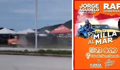 Imágenes del accidente y del afiche del evento.