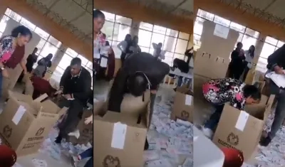 Ciudadanos rompen material electoral en Santiago, Putumayo.