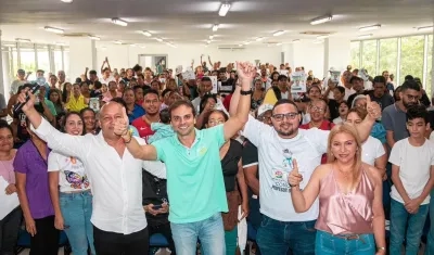 Alfredo Varela en una concentración en el municipio de Soledad