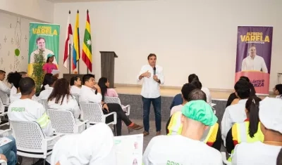 El candidato a la Gobernación del Atlántico Alfredo Varela en la Zona Franca La Cayena