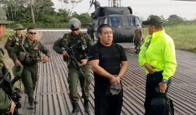 Tito Aldemar Ruano, alias "Don Ti", siendo capturado en Colombia.