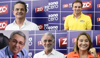 Raimundo Marenco, Alfredo Varela, Juan Acuña, Eduardo Verano y Verónica Patiño, en el orden en el que aparecen en el tarjetón