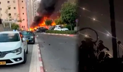 Dos escenas del territorio israelí atacado por las milicias de Hamás
