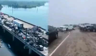 Vista aérea del accidente múltiple en Luisiana.