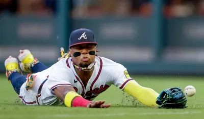 El venezolano Ronald Acuña Jr., jardinero de los Bravos de Atlanta, uno de los ganadores en la Liga Nacional. 
